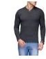 Plain Full Sleeves Charcoal Melange Henley T-Shirt