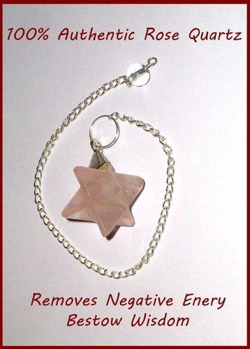 Rose Quartz Merkaba Star Pendulum With Chain And Crystal Ball At The End Of Chain