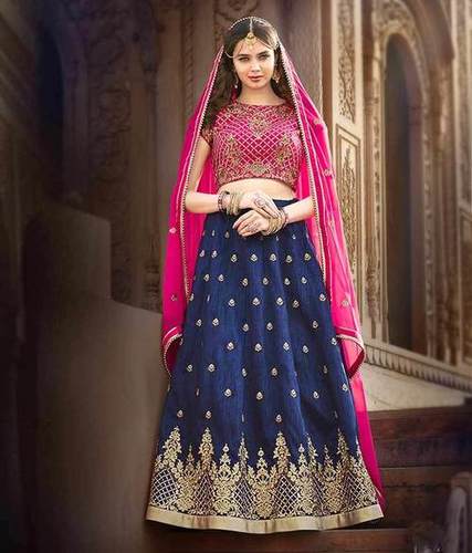 Gorgeous Blue Banglori Silk Lehenga Choli