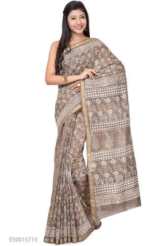 Grey Maheshwari Cotton Saree