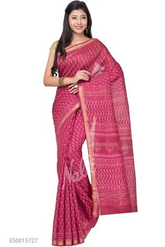 Maroon Maheshwari Cotton Saree