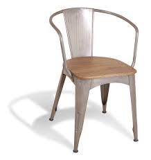 Tolix Chair With Arms And Wooden Seat