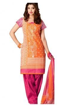 Orange Cotton Print salwar suit