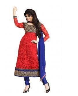 Red Net Brasso Designer Salwar Kameez