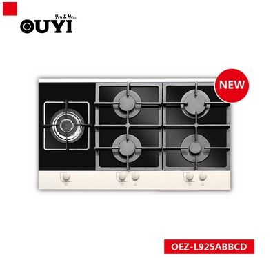 Tempered Glass and Aluminum and Steel Pan Support 5 Burners Gas Cooker
