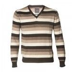 V Neck Striped Merino Pullover Sweater