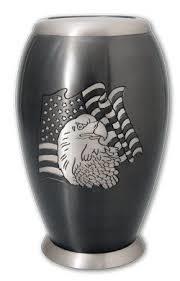 Black And Red Eagle Silver Color Brass Urn