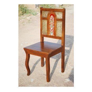 Wooden Painted And Brass Fitted Chair