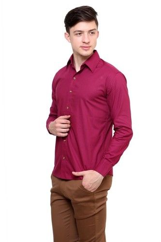 Mens Majenta Purple Solid Formal Shirt