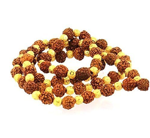 Panchmukhi Five Faced 54 7mm Rudraksha Certified Beads With Gold Plated Ball Mala