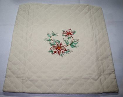 Embroidered Floral Cushion Cover