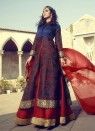 Blue Net Silk Lehenga Style Anarkali Gown