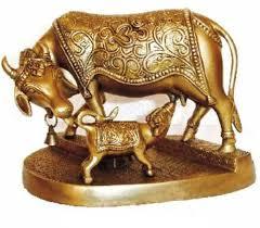 Brass Handicraft Cow and Calf Statue