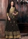 Dark Grey Net Wedding Anarkali Salwar Kameez