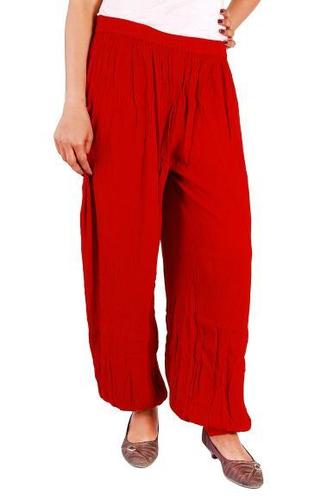 Designer Rayon Crepe Red Color Legging Injection