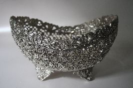 White metal cutwork bowl