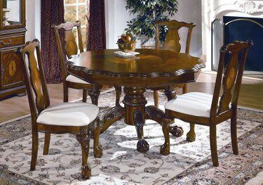 White Wooden Carved Dining Set