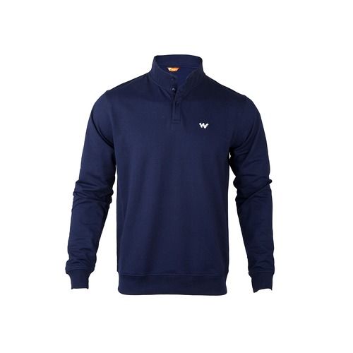 High Neck Henley Tee Navy Blue T-shirt