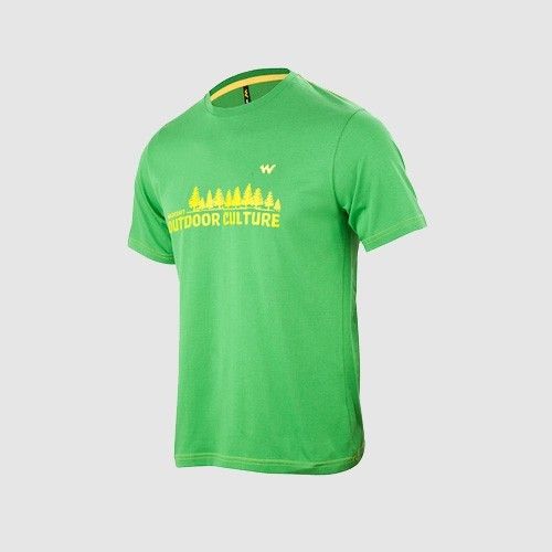 Men Outdoor Tree Print Crew Tee Lime T-Shirt