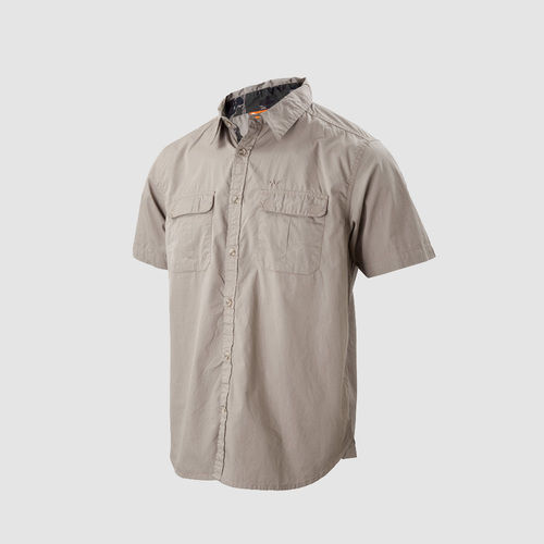 Men'S Half Sleeve Solid Cotton Shirt Beige