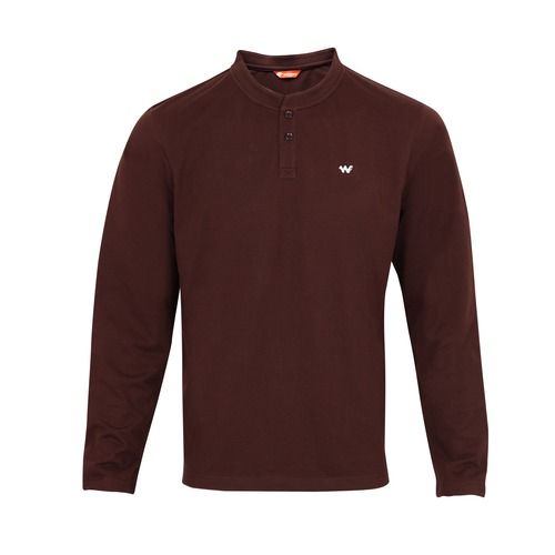 Men'S Henley Tee Brown T-Shirt Usage: Warehouse