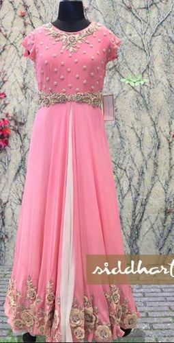 Ladies Pink And White Party Gown