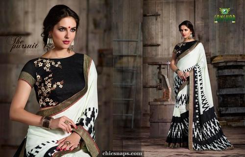 Black And White Fancy Saree