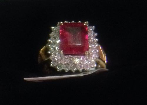 Semi Precious Red Stones Diamond Ring