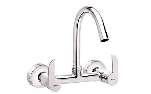 Wall Mounted Brass Sink Mixer With Swivel Spout