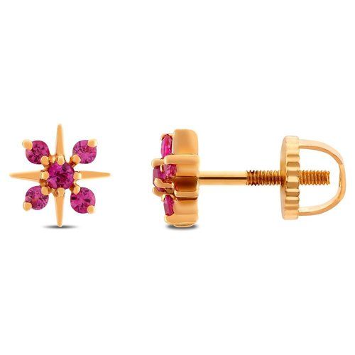 Yellow Gold Ruby Earring