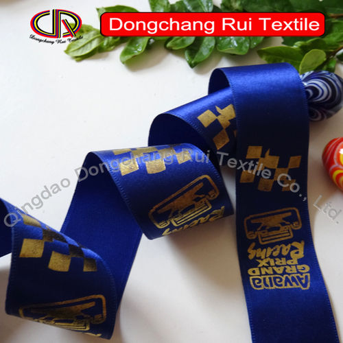 Hot Stamp Gold Foil Printed Satin Ribbon