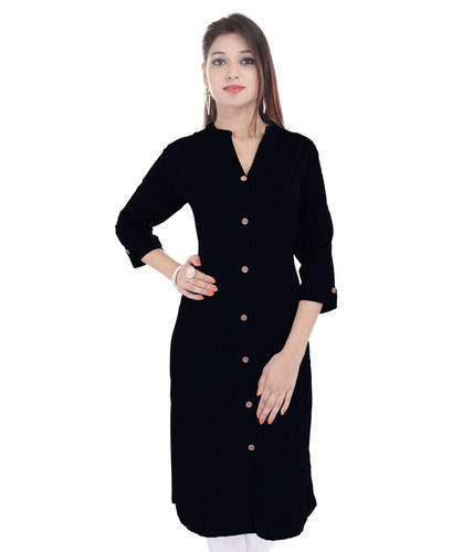 Ladies Black Collar Khadi Kurti Dimensions: 103 X 110 X 24 Millimeter (Mm)