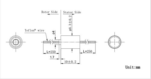 Capsule Slip Ring with 8.3mm (OD) 4 Circuits 1A for CCTV, Robot, UAV, Rotary Table