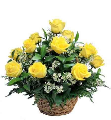 Yellow Roses Basket