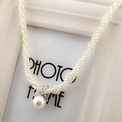 Artificial Chain Long imitation Pearls Necklace