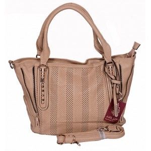 Beige Leather Handbag With Golden Chains