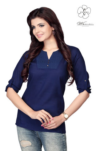 Navy Plain Ladies Top