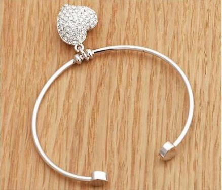 Silver Plated Valentine Heart Cut-out Love Bracelet