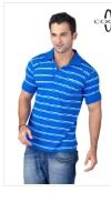 Slub Blue Stripe Men Polo T Shirt