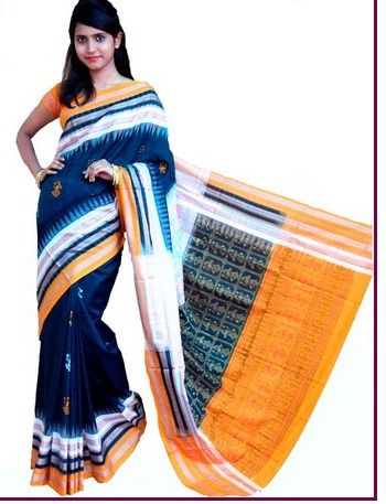 Blue Crap Saree