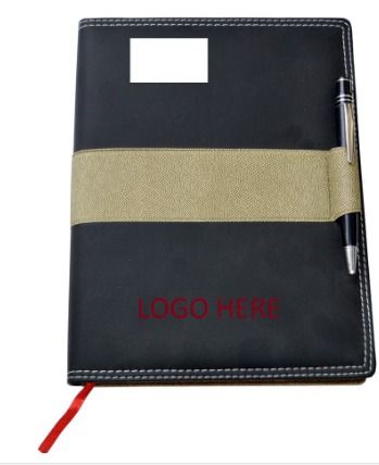 Black Foam Executive Diary With Cream Strip Pen Holder