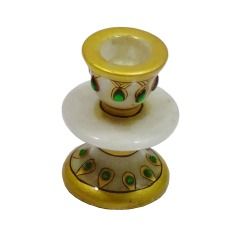 Decorative Stone Embedded Marble Candle Stand