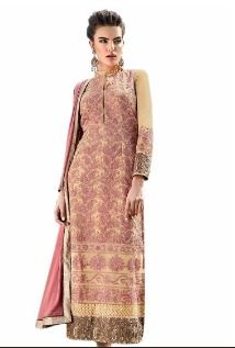 Party Wear Cream Pink Embroidered Georgette Chikankari Suit