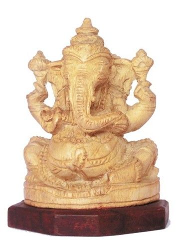 Finely Carved Ganesh Wooden Statue