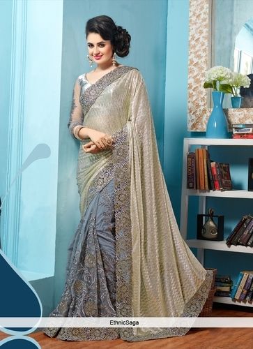 Net Patch Border Work Classic Designer Saree