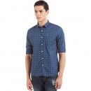 Men's Blue All Over Print Full Sleeve Shirt