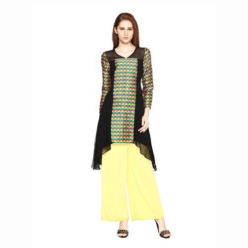 Indowestern Black Georgette Long Kurti