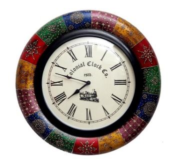  Vintage Hand painted Wooden Wall Clock