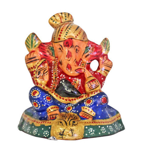 Painted Clay Multicolour Ganapati Statue