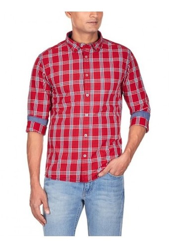 कॉटन रेड एंड व्हाइट चेक शर्ट